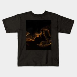 Subtle Gold  - Digital Liquid Paint Swirls Kids T-Shirt